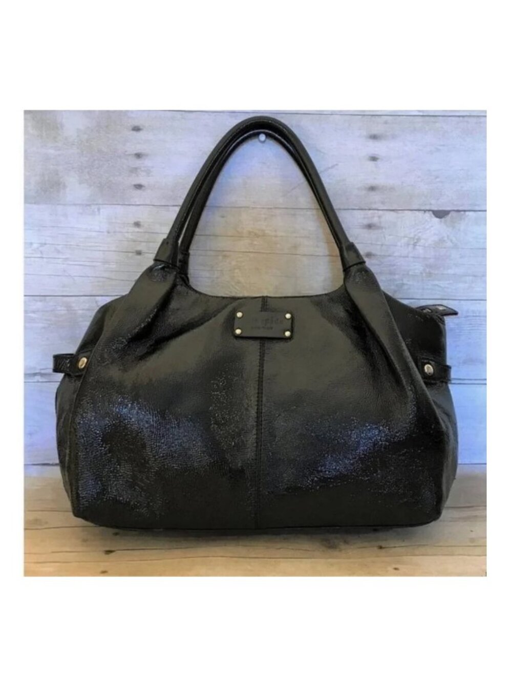 Kate Spade Hobo Bag Berkshire Road Stevie Black Patent Leather Satchel Handbag